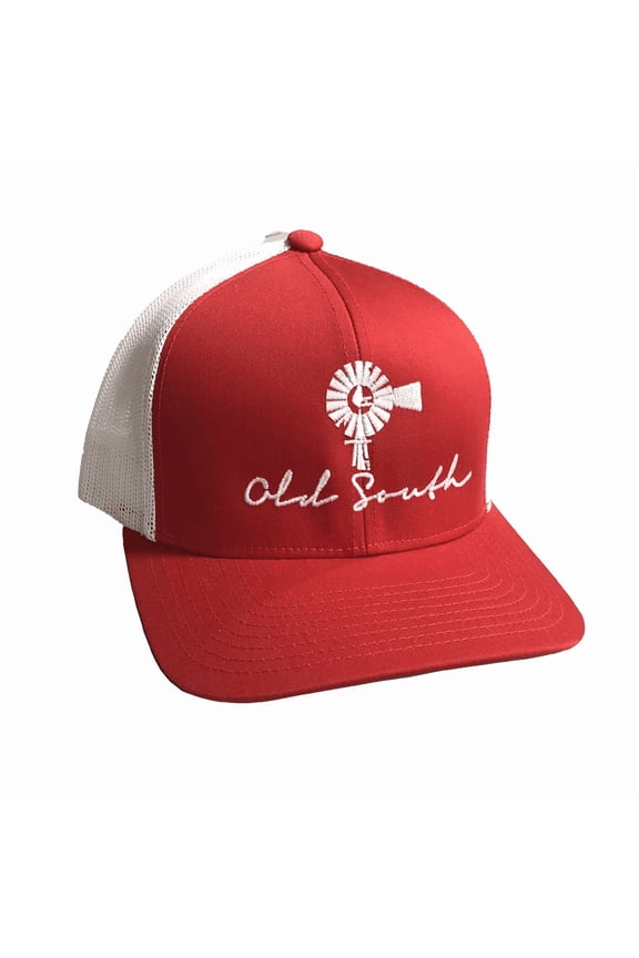 Old South Classic Windmill Mens Snapback Trucker Hat-Red/White