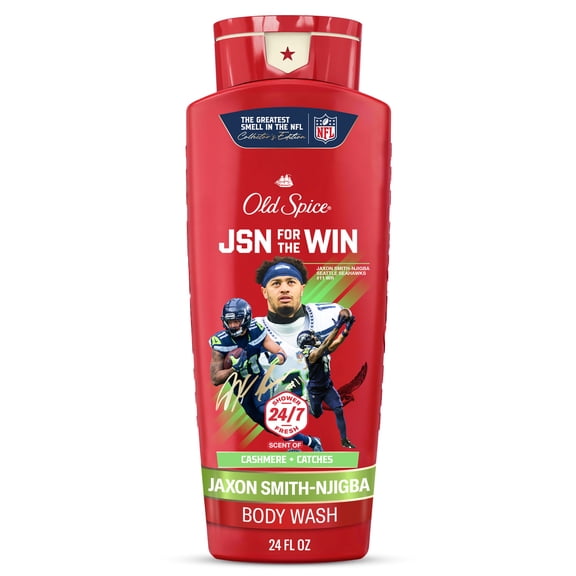 Old Spice Body Wash for Men, NFL Collection, Jaxon Smith-Njigba, Scent of Cashmere + Catches, 24 fl oz