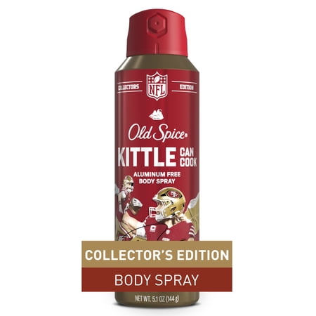 Old Spice Men's Aluminum Free Deodorant Body Spray, NFL Collection, George Kittle Can Cook, Sea Tides + Toughness, 5.1oz