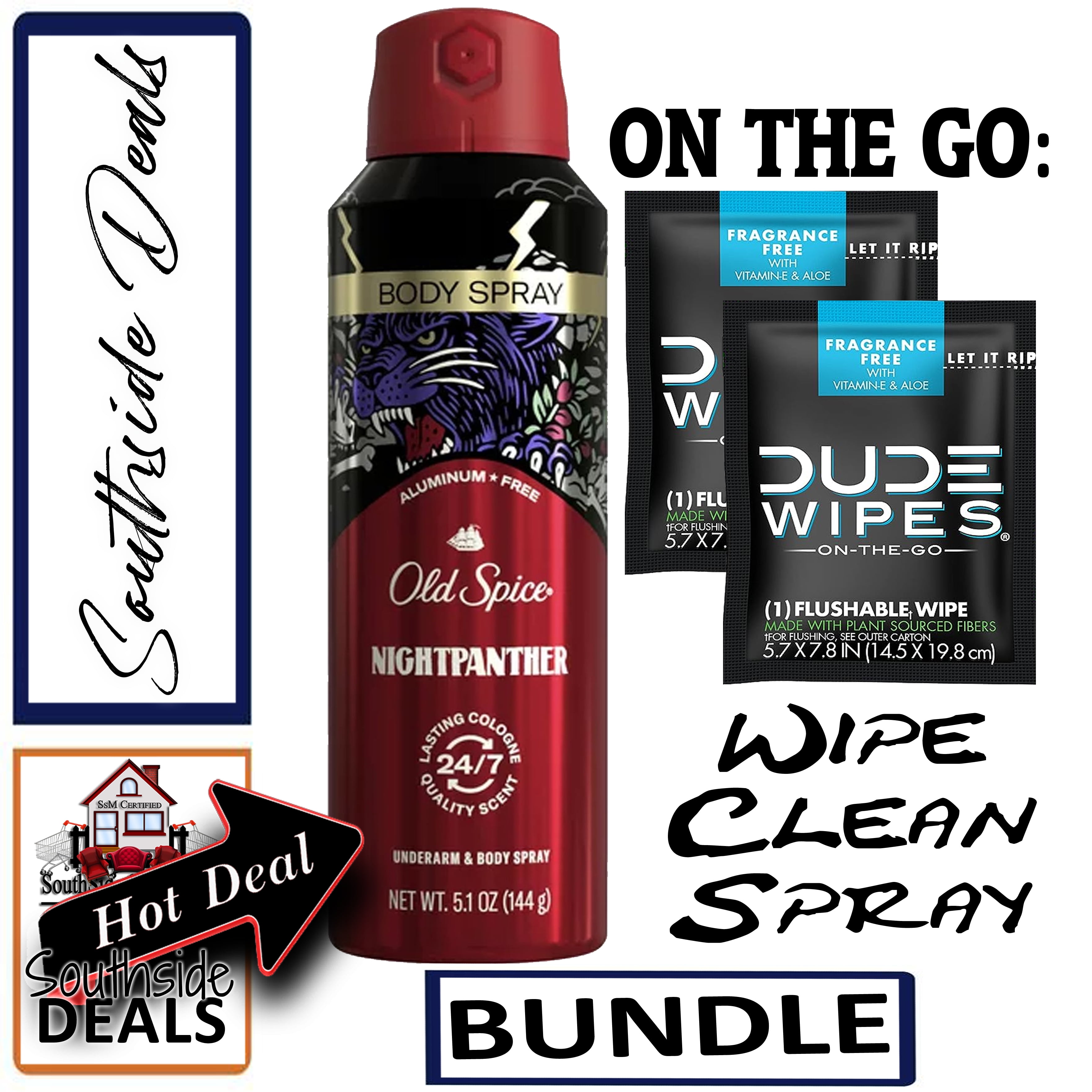 Old Spice Aluminum Free Body Spray for Men, NightPanther, 5.1 Oz Spray Nozzle