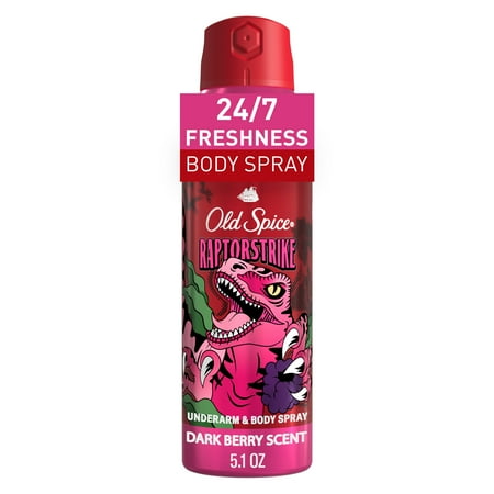 Old Spice Aluminum Free Deodorant for Men, Body Spray, Raptorstrike, Dark Berry Scent, 5.1oz