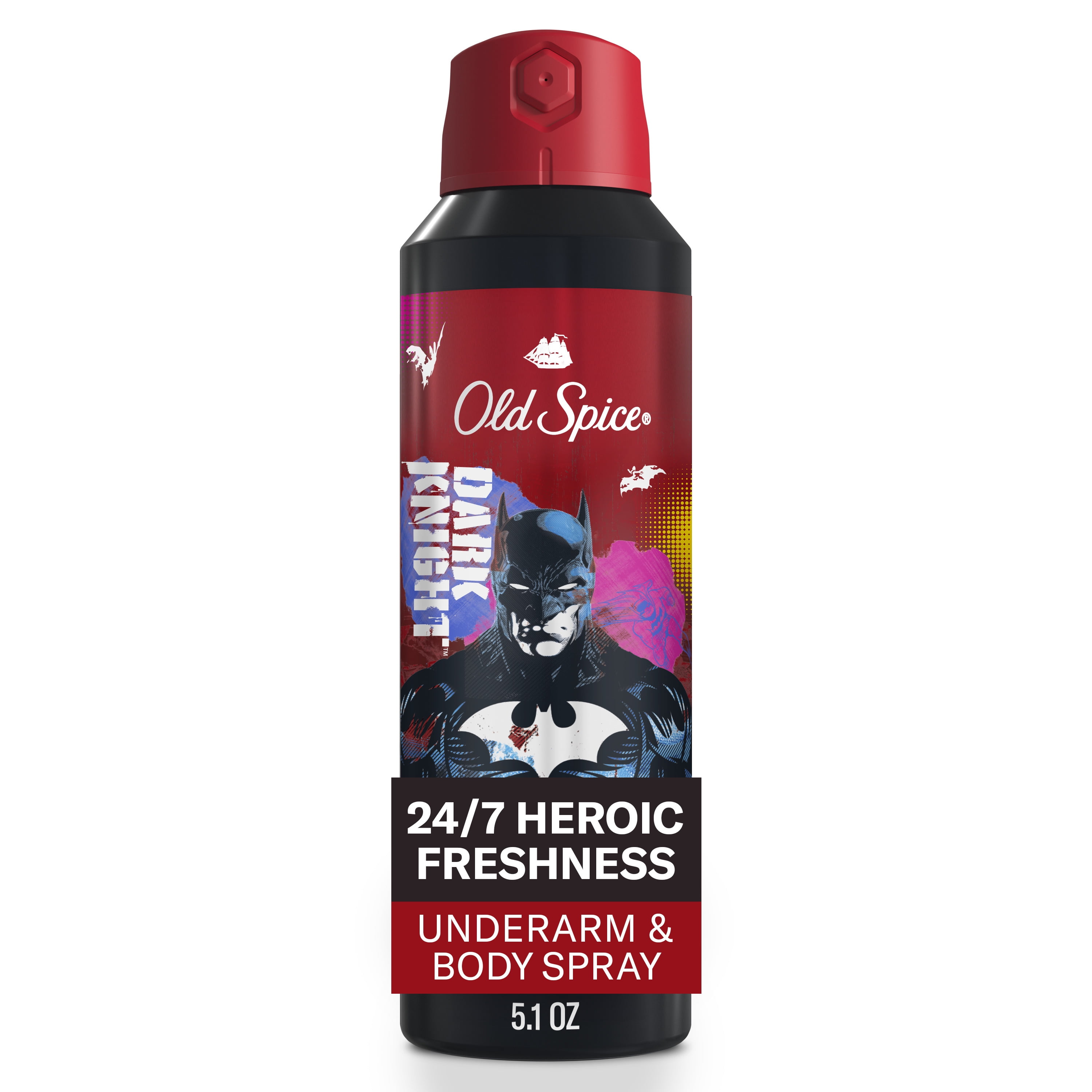 Old Spice Aluminum Free Deodorant for Men, 24/7 Freshness, Body Spray, Long Lasting Odor Protection, Smell Like a Hero, Batman, Black Cherry and Nightfall Scent, 5.1oz