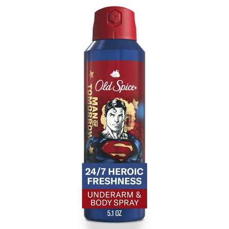 Old Spice Aluminum Free Deodorant for Men, 24/7 Freshness, Body Spray, Long Lasting Odor Protection, Smell Like a Hero, Superman, Bright Citrus and Cosmos Scent, 5.1oz