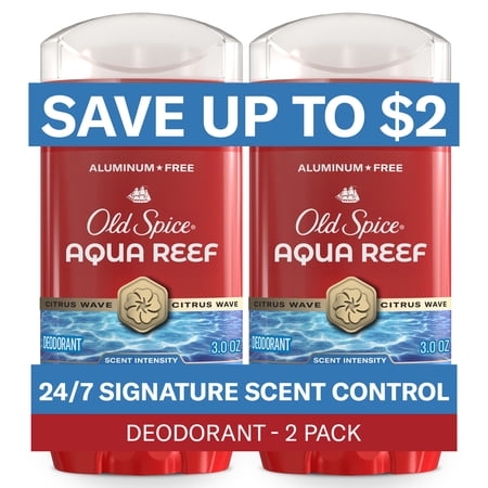 Old Spice Aluminum Free, Men's Deodorant, Aqua Reef, 3.0 oz (2 Pack)