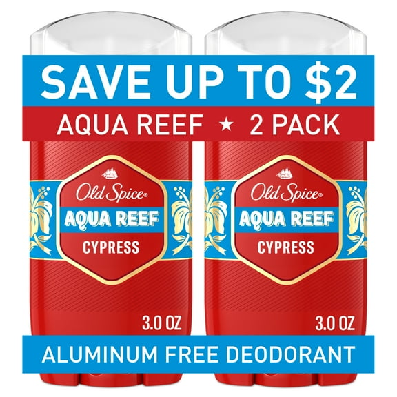 Old Spice Aluminum Free, Men's Deodorant, Aqua Reef, 3.0 oz (2 Pack)