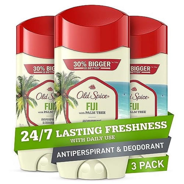 Old Spice, Antiperspirant Deodorant Fiji with Palm Tree, 3 oz, 3pk