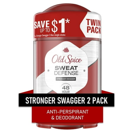 Old Spice Antiperspirant Deodorant Sweat Defense Stronger Swagger 2.6 oz, Twin Pack
