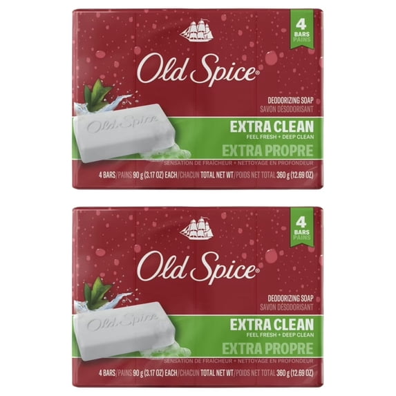Old Spice Bar Soap for Men Palm Tree Extra Clean Fresh Deep Clean 3.17 OZ 8 Bars