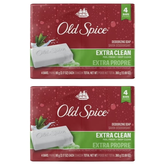 Old Spice Bar Soap for Men Palm Tree Extra Clean Fresh Deep Clean 3.17 OZ 8 Bars
