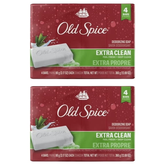 Old Spice Bar Soap for Men Palm Tree Extra Clean Fresh Deep Clean 3.17 OZ 8 Bars