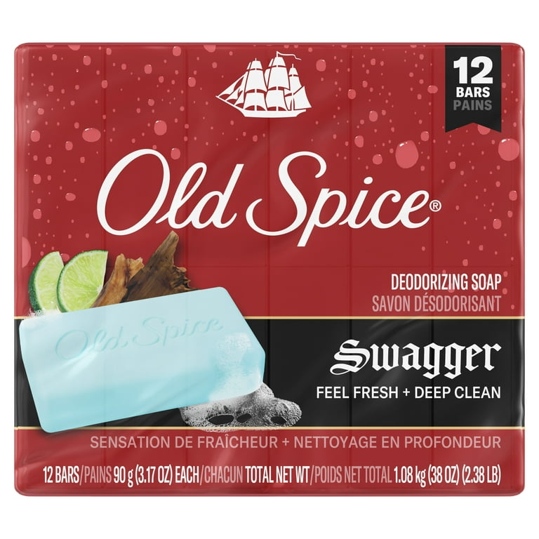 Old Spice Bar Soap for Men, Swagger, 3.17 oz, 12 Bars 
