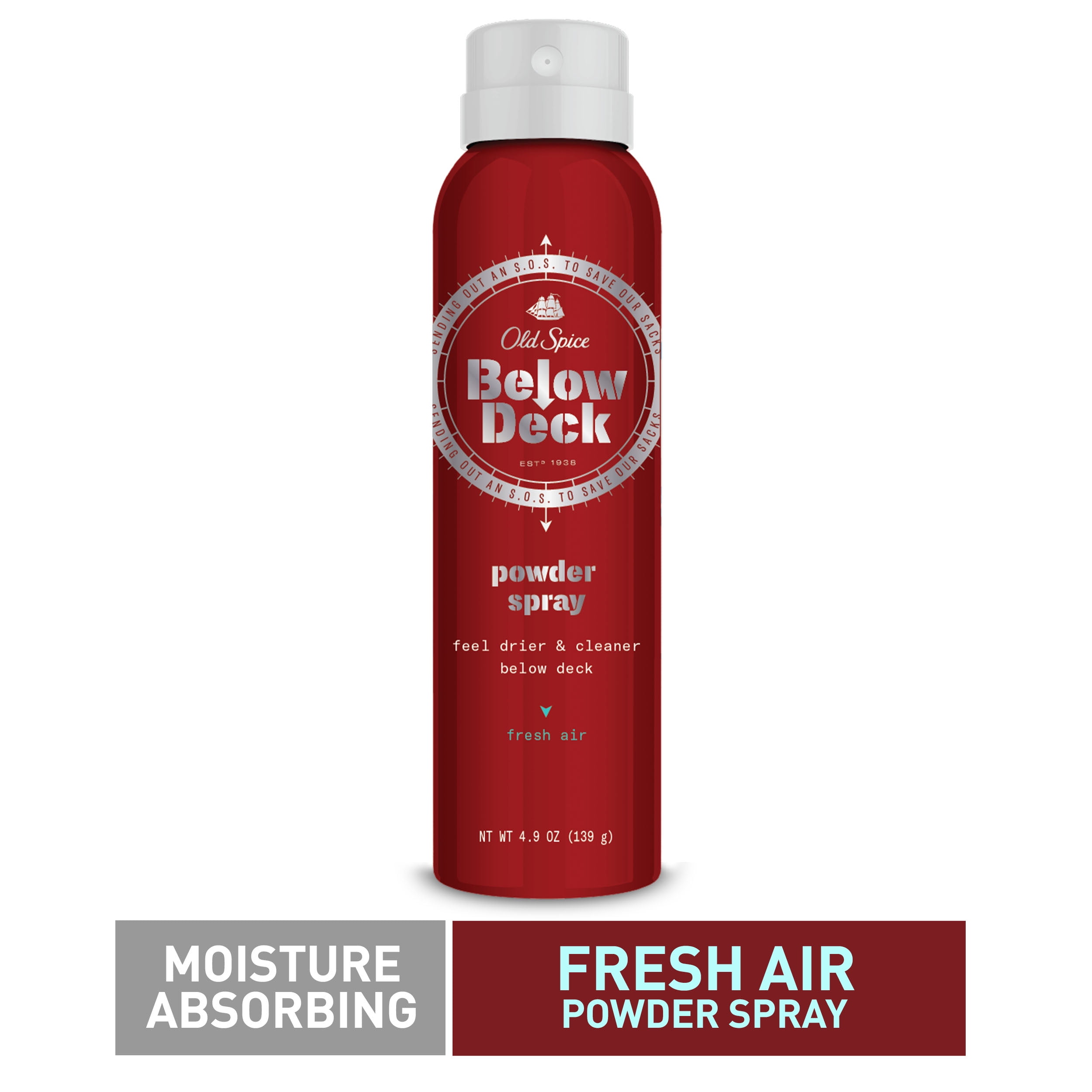 Old Spice Below Deck Powder Spray, Fresh Air, 4.9 oz