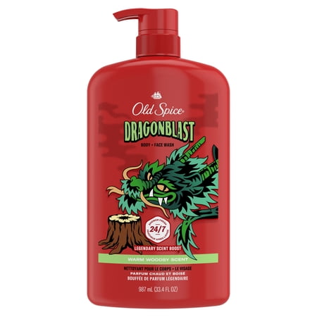Old Spice Body Wash for Men, Dragonblast, Warm Woodsy Scent, 33.4 fl oz