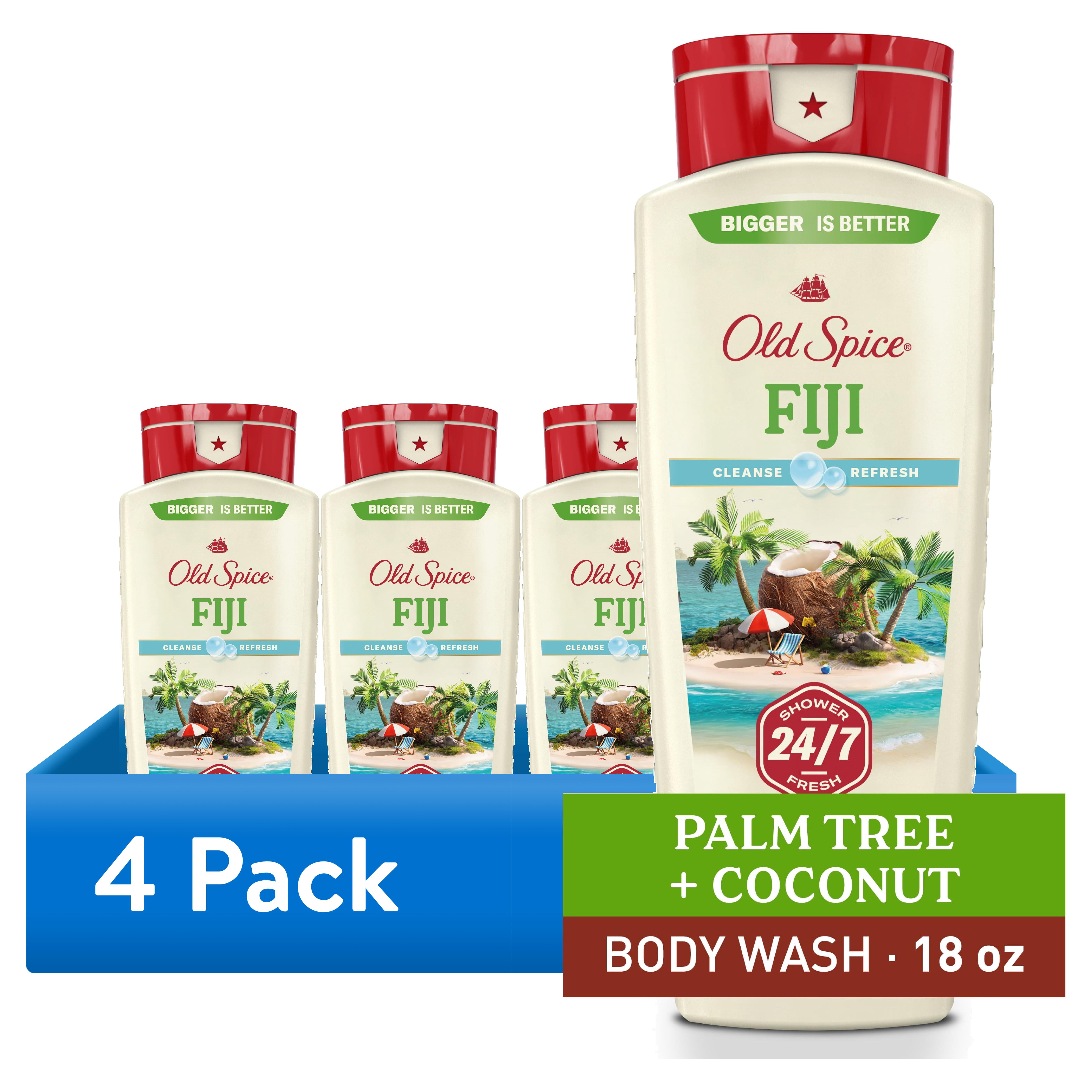(4 pack) Old Spice Body Wash for Men Fiji with Palm Tree Scent, 18 fl oz