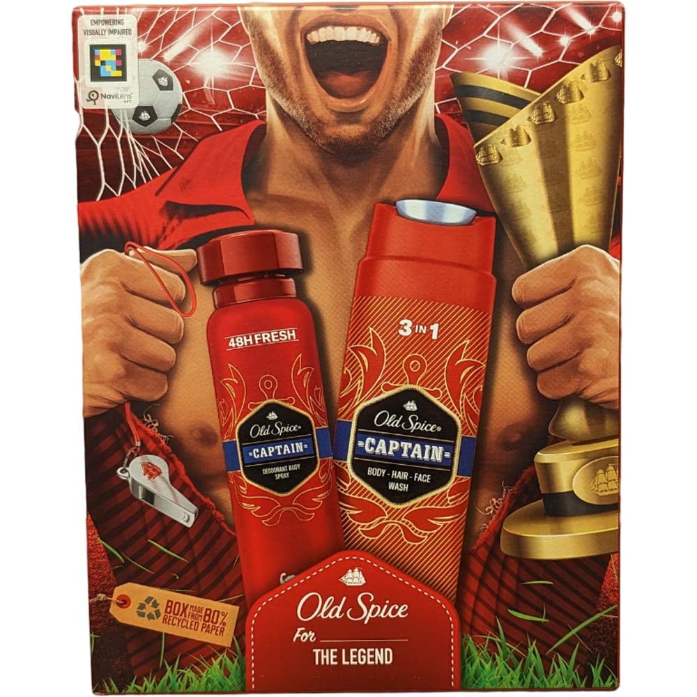 Old Spice Captain 2pc Set (1pc) Deodorant Body Spray 150ml + (1pc) Shower Gel + Shampoo 250ml