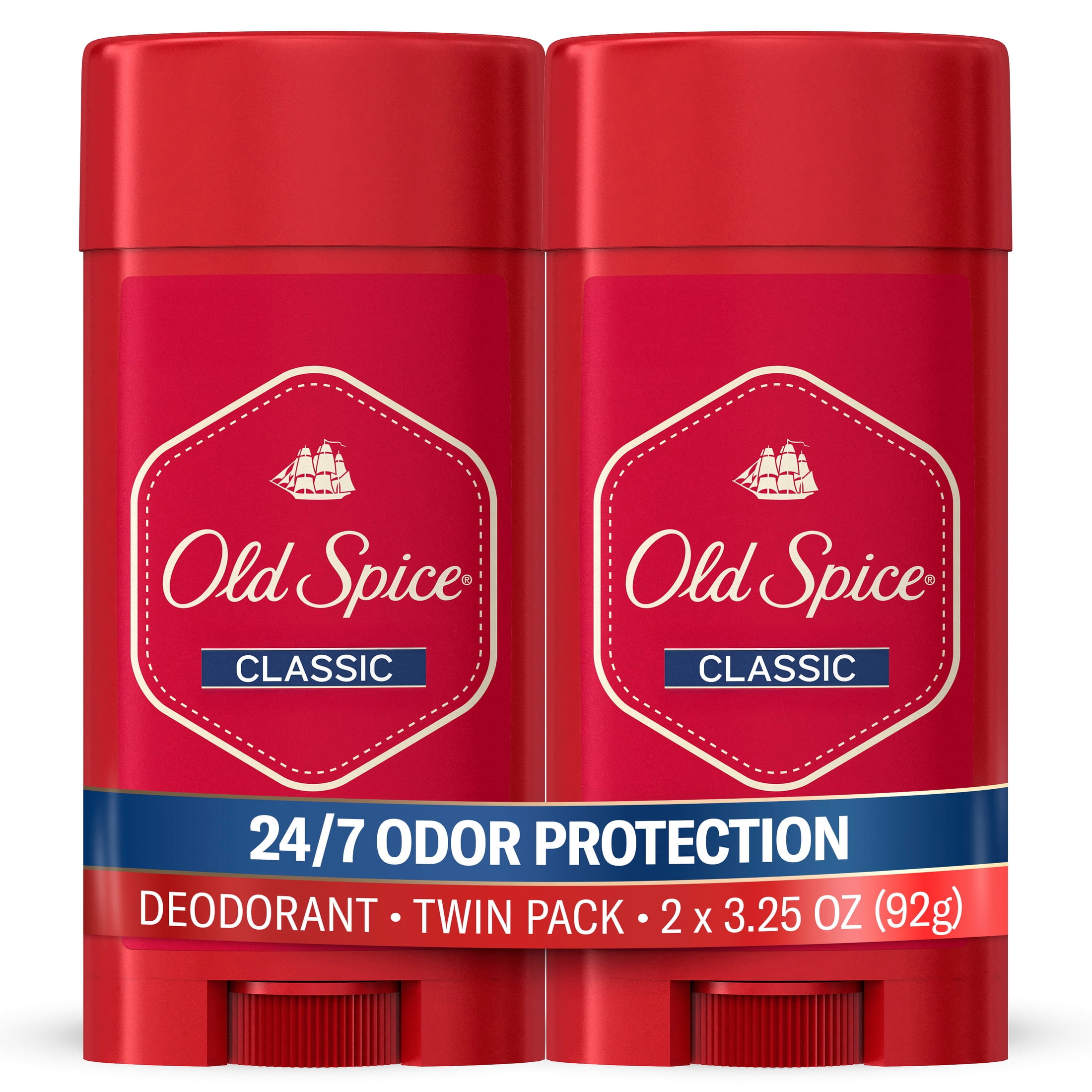Old Spice Deodorant for Men, Aluminum Free, Classic Original, 24/7 Odor Protection, 3.25 oz, 2-Pack