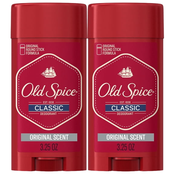 Old Spice Classic Men's Deodorant, Solid Stick, Original Scent, 3.25 oz, 2 Pack