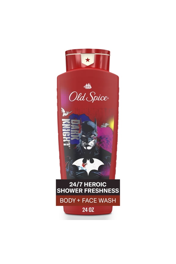 Cleansing Body Wash for Men, 24/7 Shower Fresh, 2 in 1 Body and Face Wash, Rich Lather, Batman, Black Cherry and Nightfall Scent, 24oz