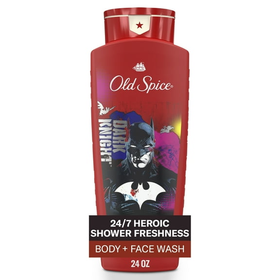 Old Spice Cleansing Body Wash for Men, 24/7 Shower Fresh, 2 in 1 Body and Face Wash, Rich Lather, Batman, Black Cherry and Nightfall Scent, 24oz