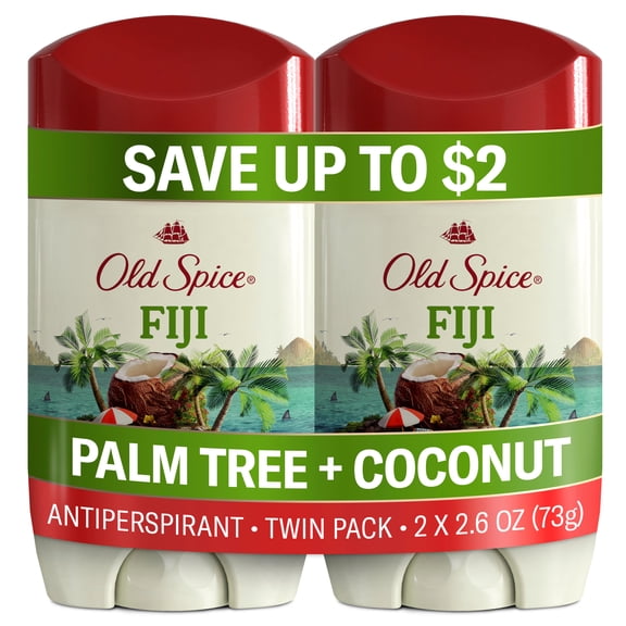 Old Spice Deodorant for Men, Antiperspirant, 24/7 Sweat & Odor Protection, Fiji, 2.6 oz, 2-Pack