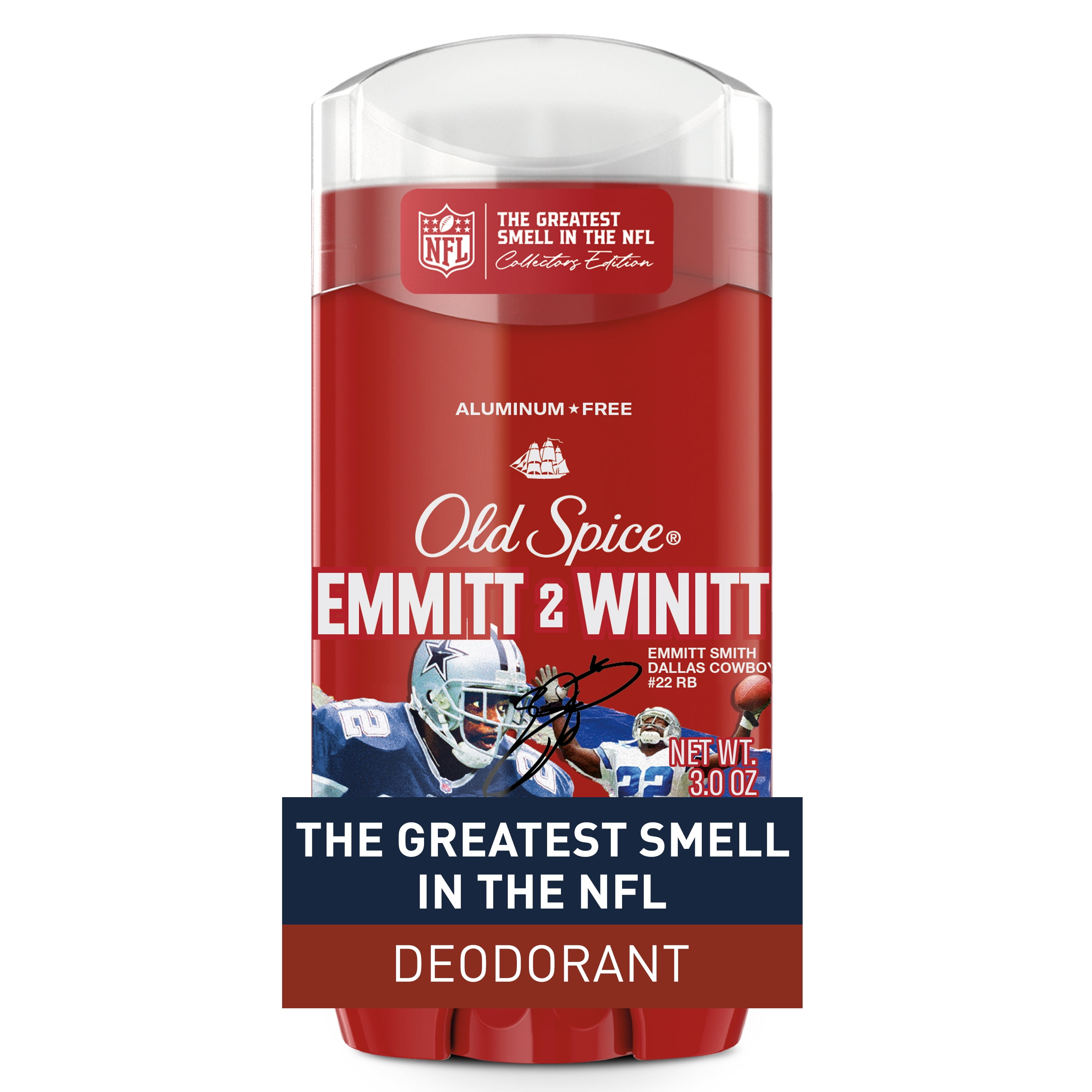 Old Spice Men's Aluminum Free Deodorant, NFL Collection, Emmitt 2 Winitt, Birch Water and Broken Tackles Scent, 3oz