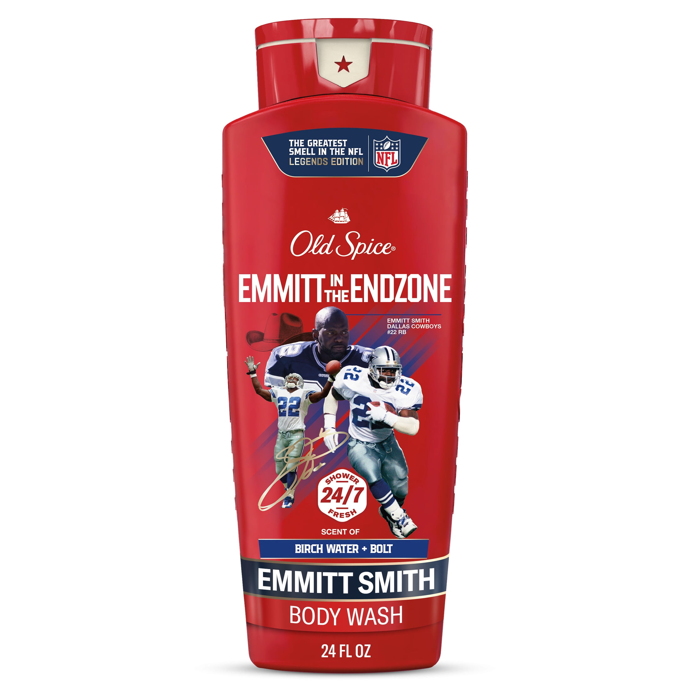 Old Spice Body Wash for Men, NFL Collection, Emmitt Smith, Scent of Birch Water + Bolt, 24 fl oz