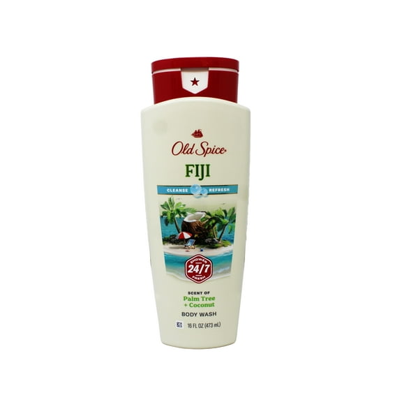 Old Spice Body Wash Fiji, Scent of Palm Tree + Coconut, Cleanse & Refresh, 16 FL OZ