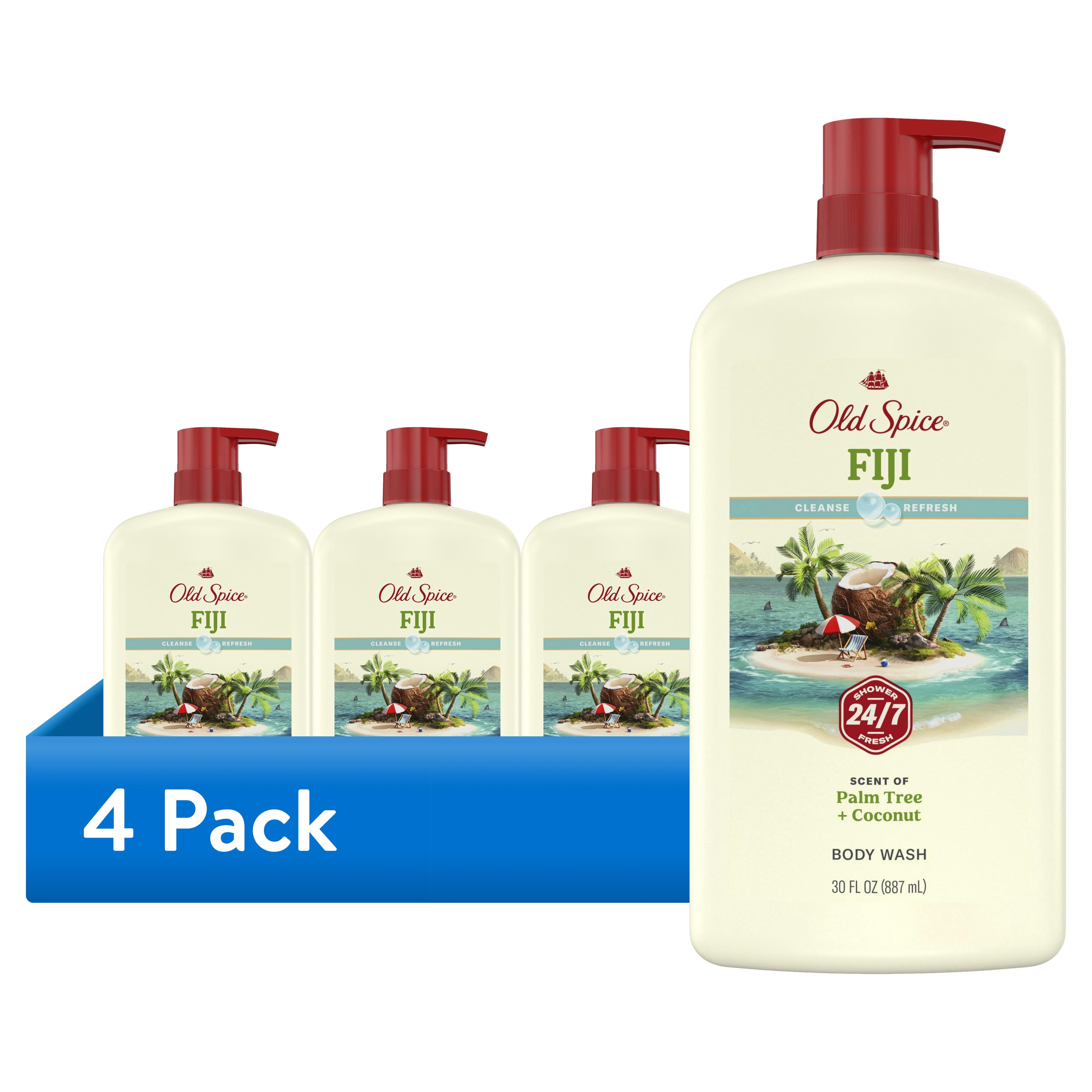 (4 pack) Old Spice Body Wash for Men, 24/7 Shower Fresh, Fiji with Palm Tree, 30 fl oz