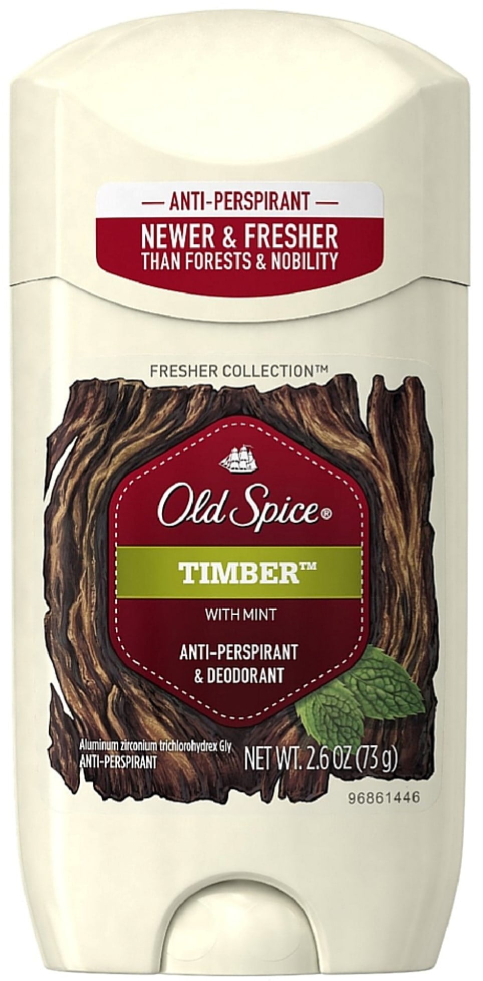 Old Spice Fresher Collection Invisible Solid Men's Antiperspirant & Deodorant, Timber 2.60 oz (Pack of 6)