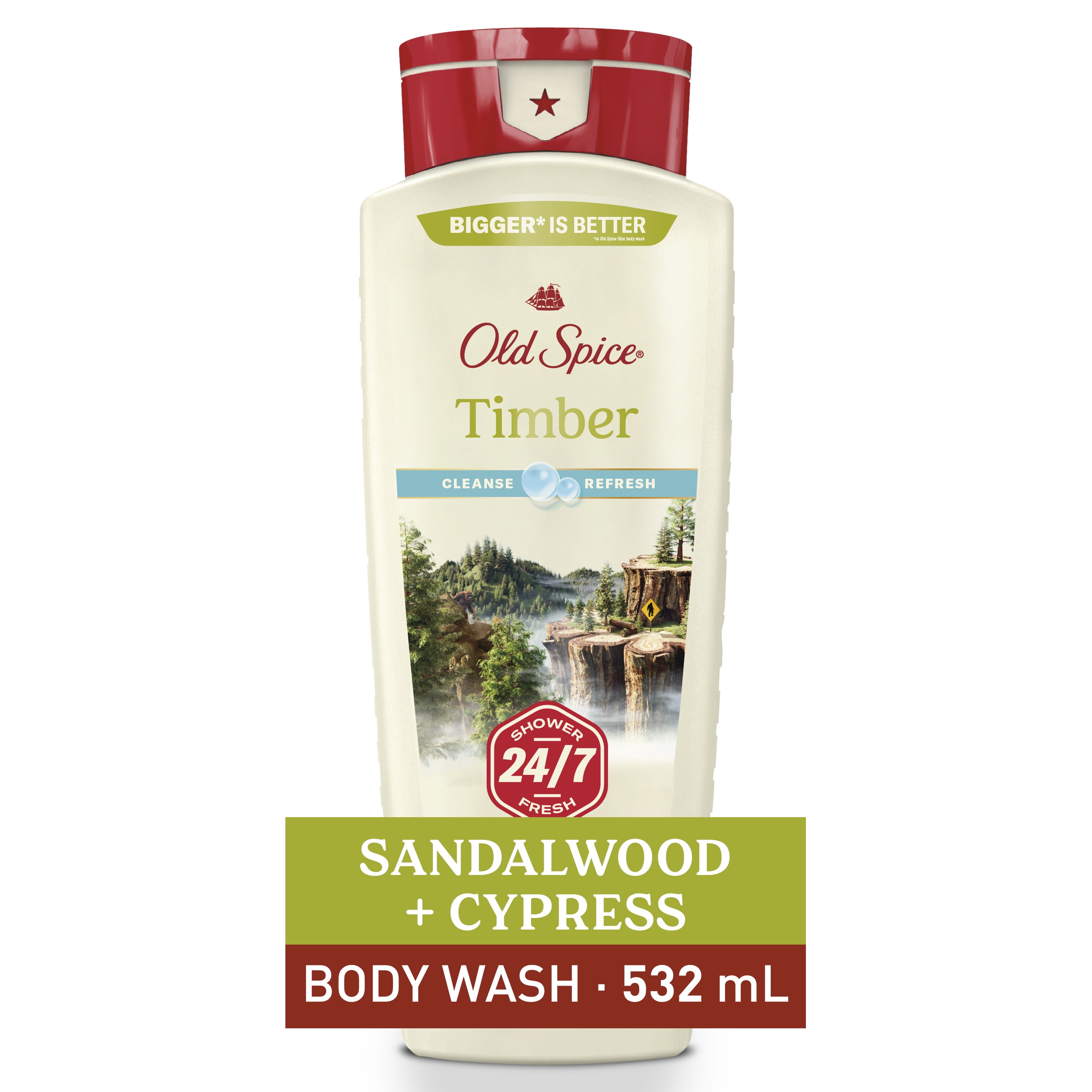 Old Spice Body Wash, Fresher Timber Scent  for Men, 18 oz