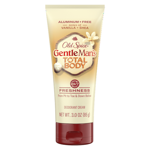 Old Spice GentleMan's Blend Total Body Deodorant Cream, Vanilla & Shea, Aluminum Free, 3 oz