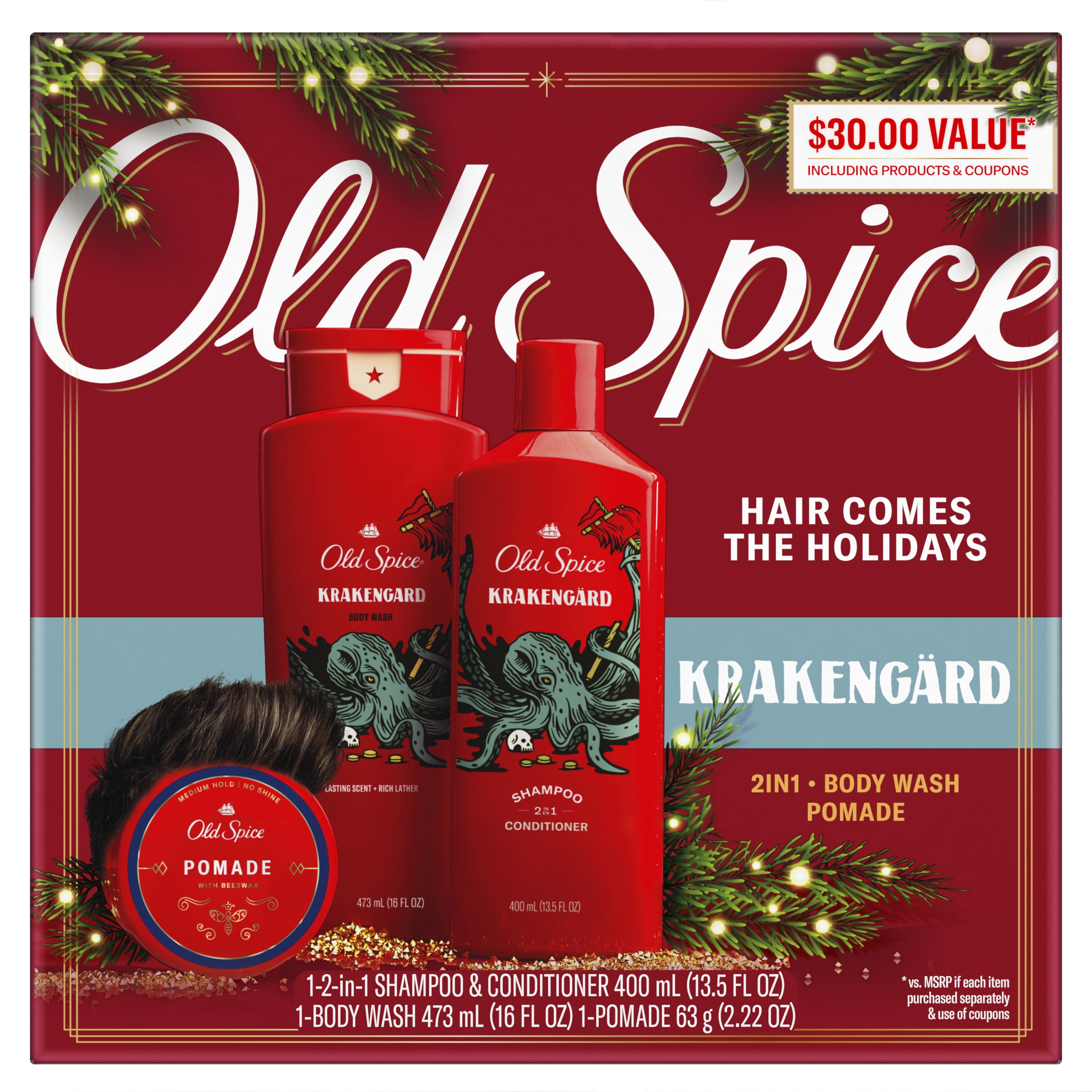 Old Spice Hair Style Krakengard Men's Holiday Pack with 2in1 Shampoo