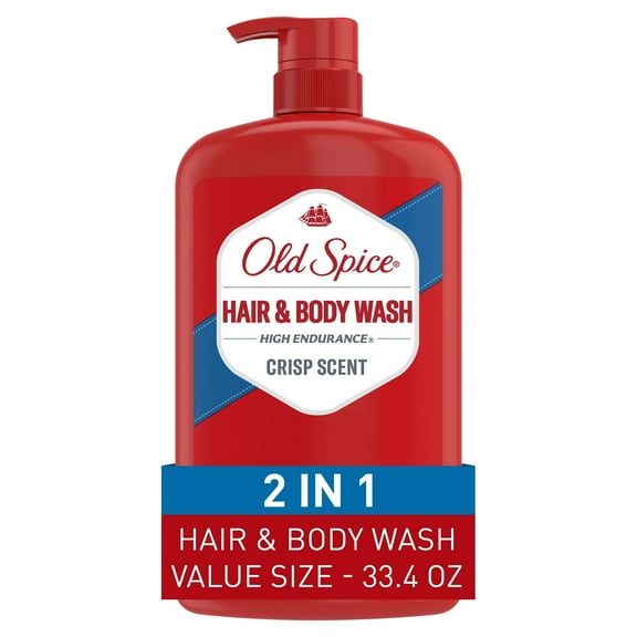 Old Spice High Endurance Hair & Body Wash for Men, Crisp Scent, 33.4 fl oz