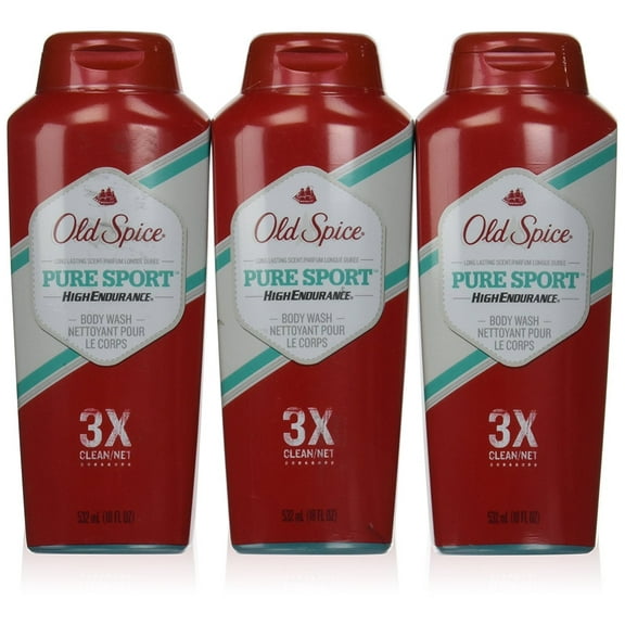 Old Spice High Endurance 3x Clean Pure Sport Scent Body Wash for Men, 18 oz