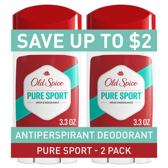 Old Spice High Endurance Antiperspirant Deodorant for Men, Pure Sport Scent, 3.0 oz Twin Pack