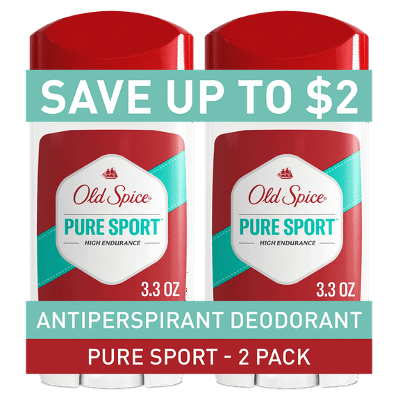Old Spice High Endurance Antiperspirant Deodorant for Men, Stick, Pure Sport, 3.3 oz (2 Pack) - 2 pack