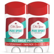 Old Spice Deodorant for Men, Antiperspirant, Pure Sport, 24/7 Sweat & Odor Protection, 3.3 oz, 2-Pack