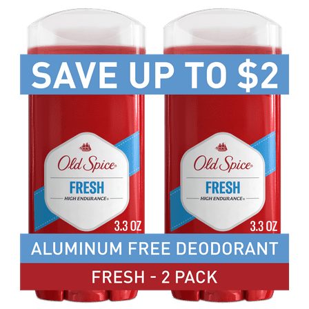 Old Spice High Endurance Deodorant for Men, Aluminum Free, Fresh Scent, 3.0 oz, 2 Pack