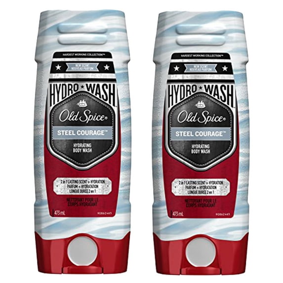 Old Spice Hydro Body Wash Hardest Working Collection Steel Courage, 16.0 oz, 2 Pack
