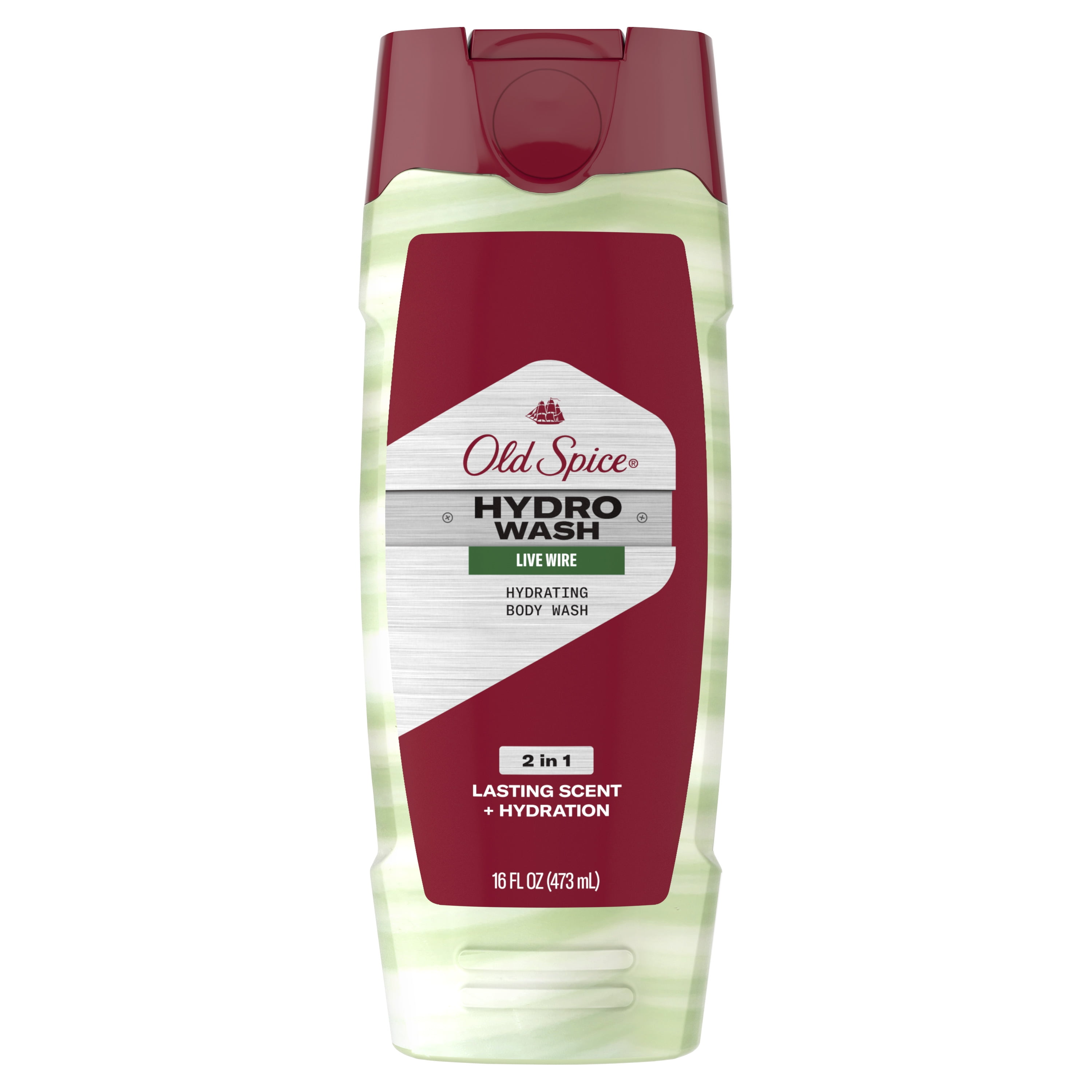 Old Spice Hydro Wash Body Wash for Men Hardest Working Collection Live Wire, 16 oz