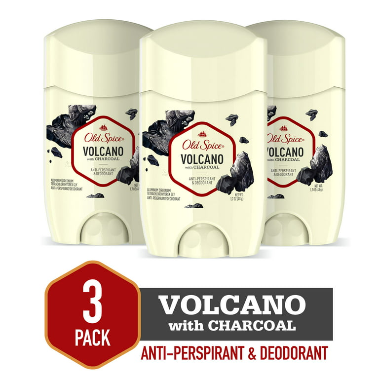 Old Spice Invisible Solid Antiperspirant Deodorant for Men Volcano with  Charcoal Scent, 2.6 oz, 3 Pack 