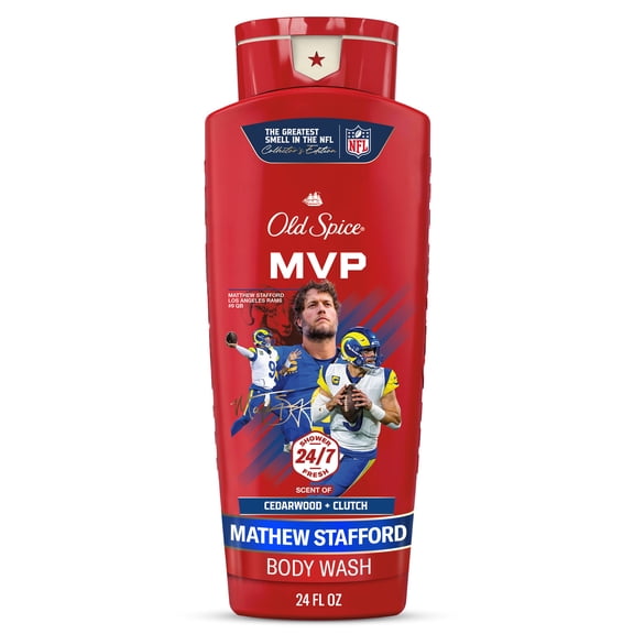 Old Spice Body Wash for Men, NFL Collection, Matthew Stafford, Scent of Cedarwood + Clutch, 24 fl oz