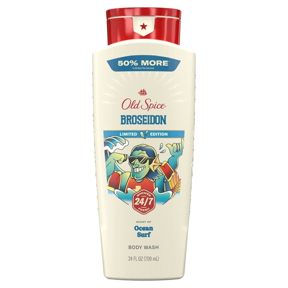 Old Spice Men's Body Wash, Broseidon, Scent of Ocean Surf, Long Lasting, Cleanse & Refresh 24 fl oz