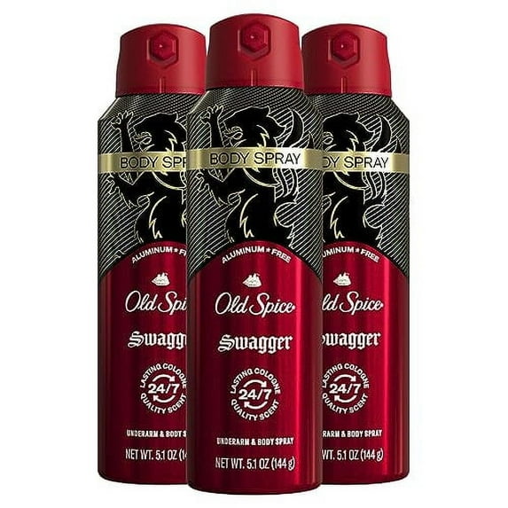 Old Spice Men's Aluminum .. Free Deodorant Dry Body .. Spray, Swagger, 24/7 Odor .. Protection, 5.1oz (Pack of .. 3)