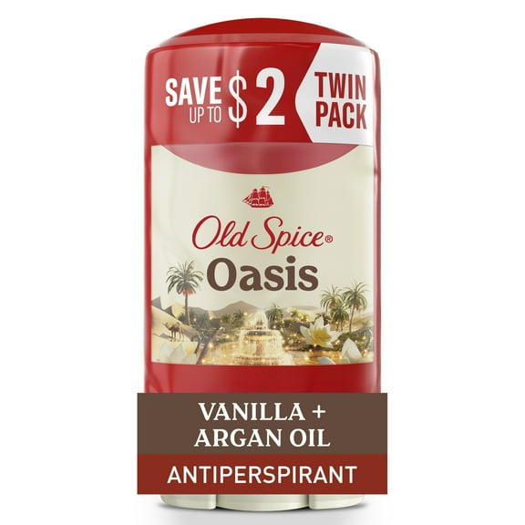 Old Spice Men's Antiperspirant Deodorant, Oasis with Vanilla, 2.6oz, (2 Pack)