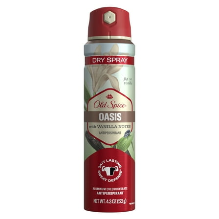 Old Spice Men's Antipespirant & Deodorant Invisible Dry Spray, Oasis Scent, Fresher Collection, 4.3oz