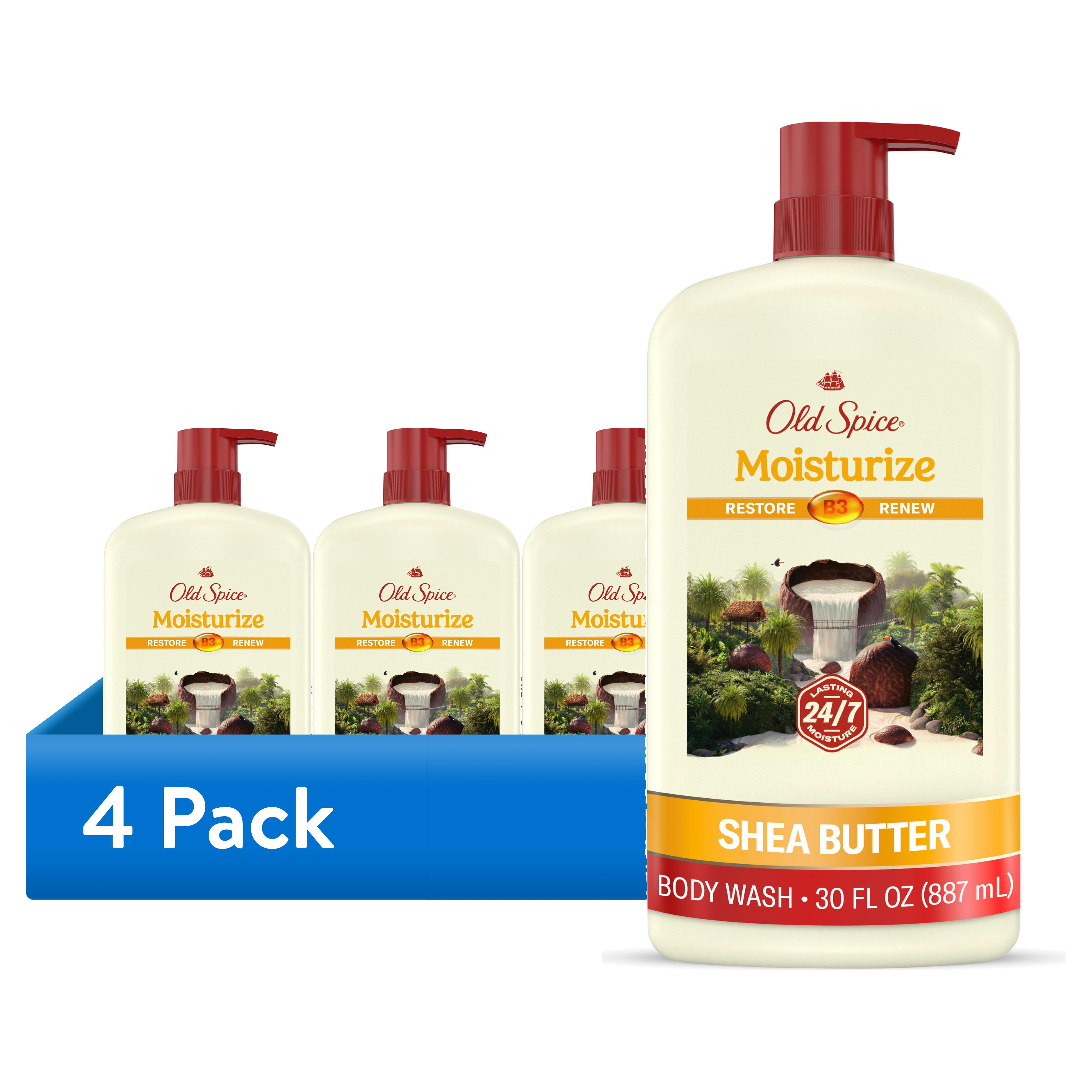 (4 pack) Old Spice Men's Body Wash, 24/7 Moisturization, Shea Butter, 30 fl oz