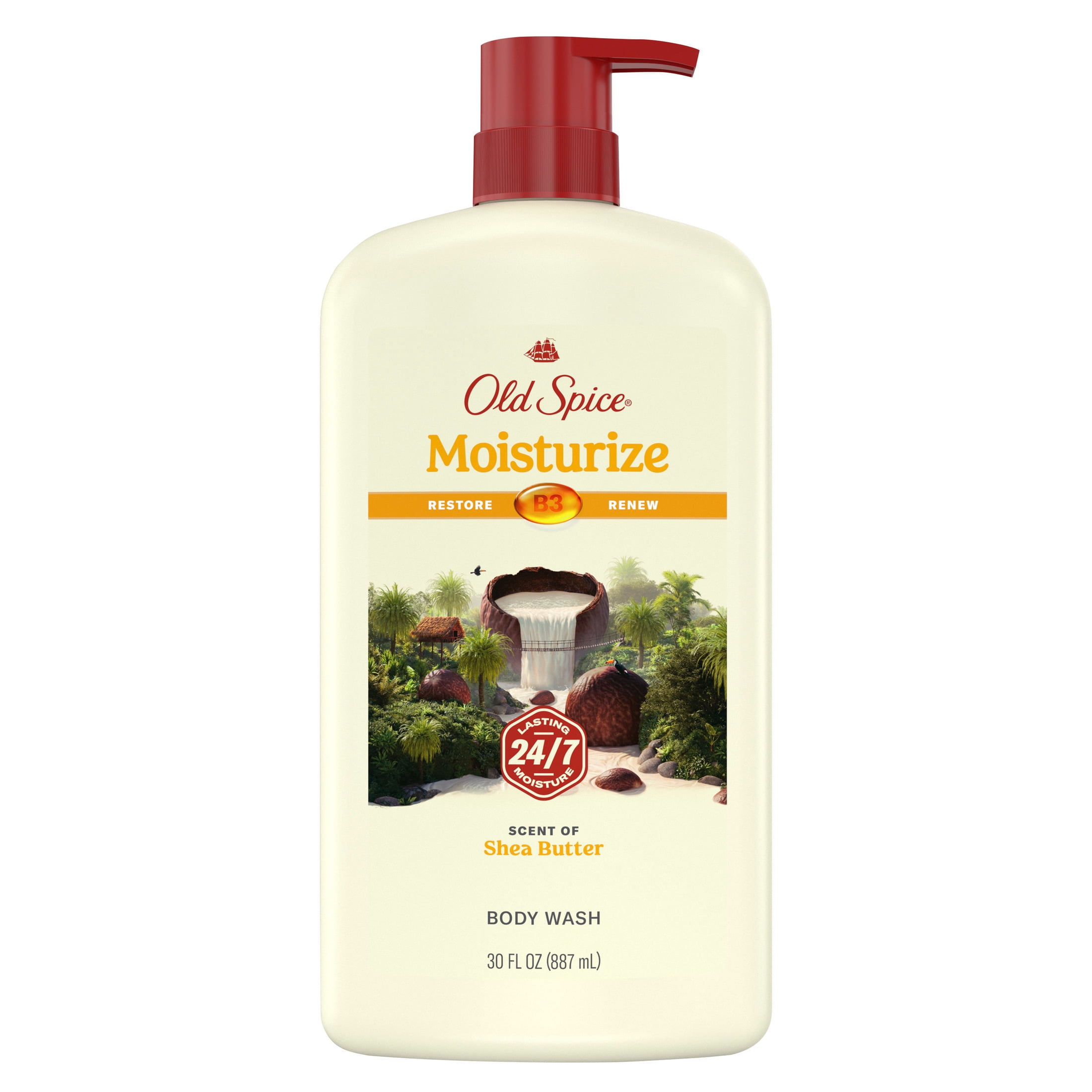 Old Spice Men's Body Wash Moisturize with Shea Butter, All Skin Types, 30 fl oz