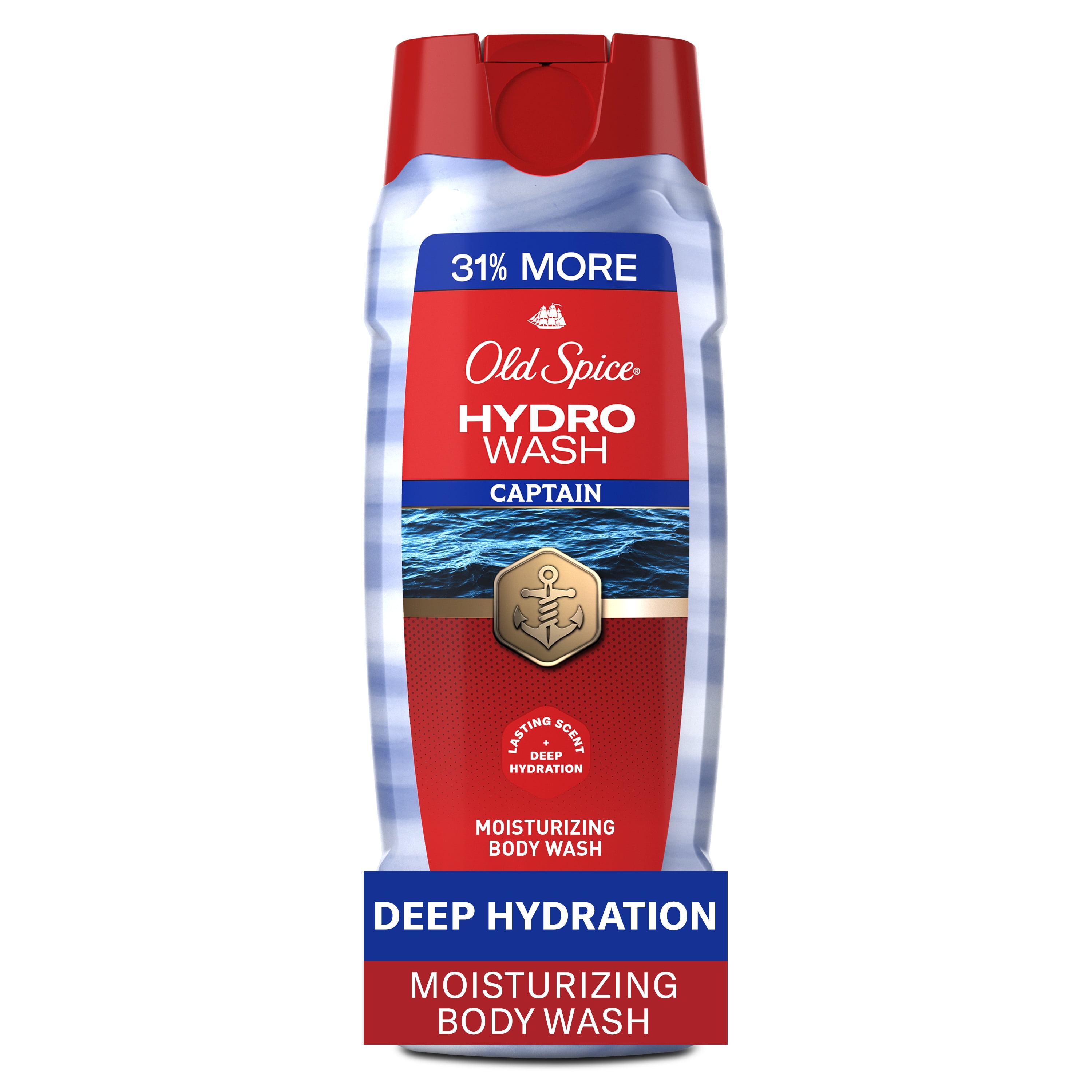 Old Spice Men's Body Wash Moisturizing Hydro Wash, Captain Scent, 21 oz
