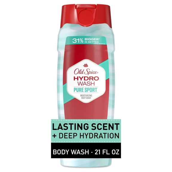 Old Spice Men's Body Wash Moisturizing Hydro Wash Pure Sport Plus, 21 fl oz
